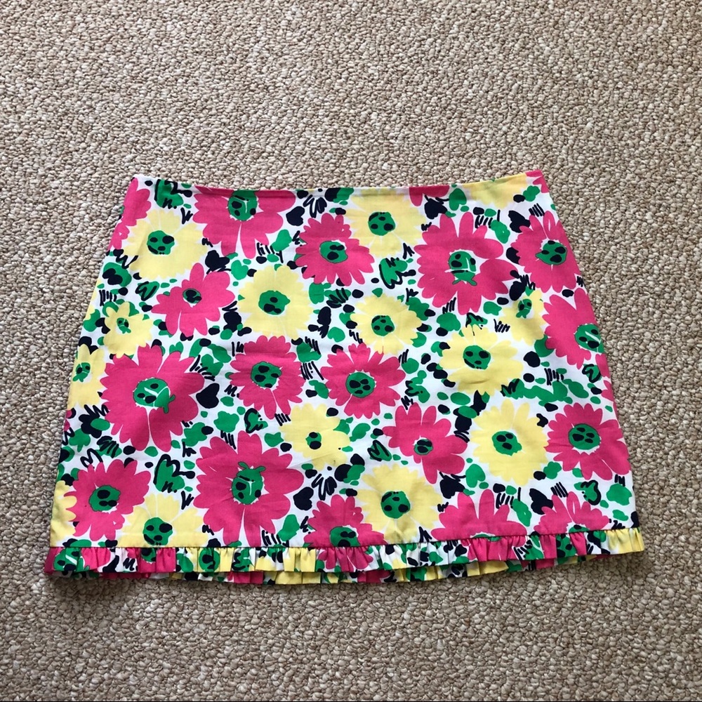 🌈Lilly Pulitzer pink and yellow floral skirt